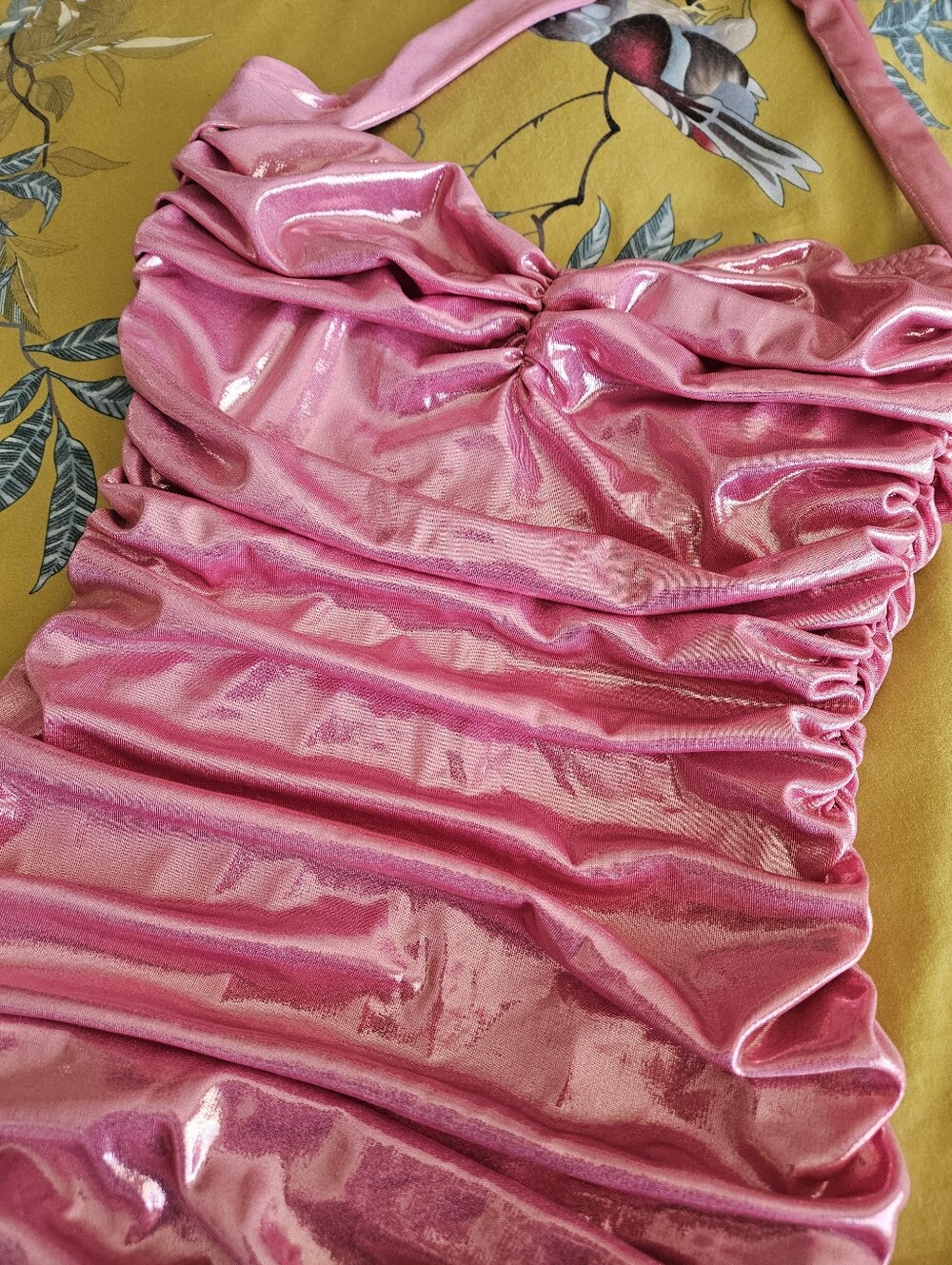 Norma Kamali Pink Metallic Vintage Style One Piece Bathing Suit Pinup Swimsuit - Picture 6 of 7